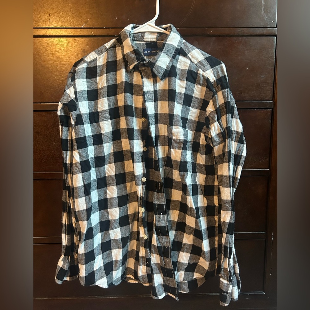 Black and White Plaid Button Up